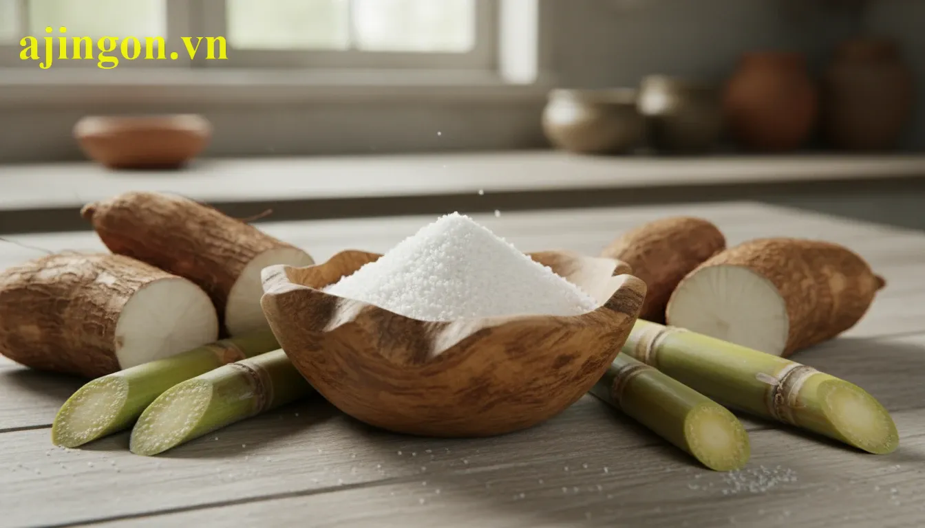 Bột gia vị chiết xuất từ mật mía và sắn phục vụ sản xuất thực phẩm chay an toàn.