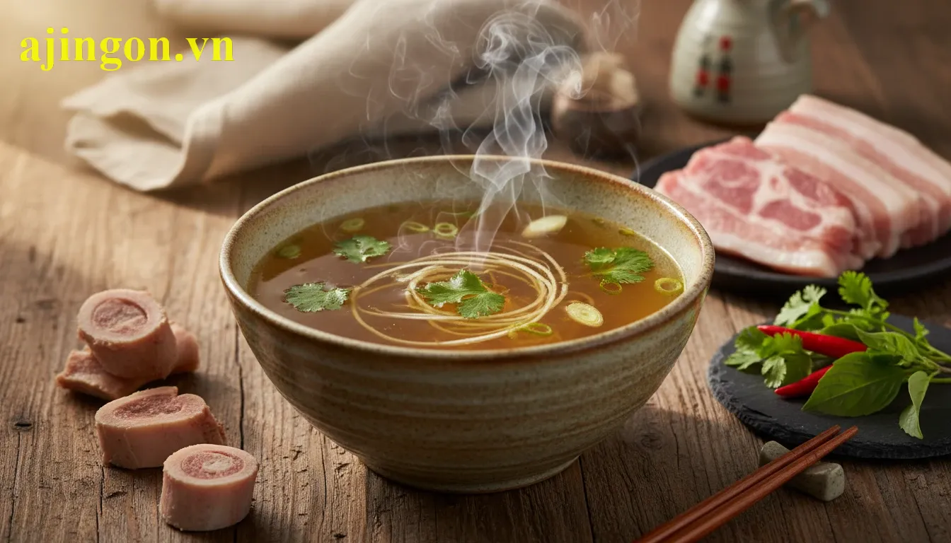 Chiết xuất nước hầm xương thịt cô đặc trong hạt nêm tạo vị ngọt umami tự nhiên cho món ăn.